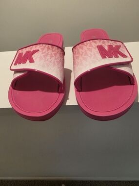 Michael Kors Pink MK Slide Sandals
